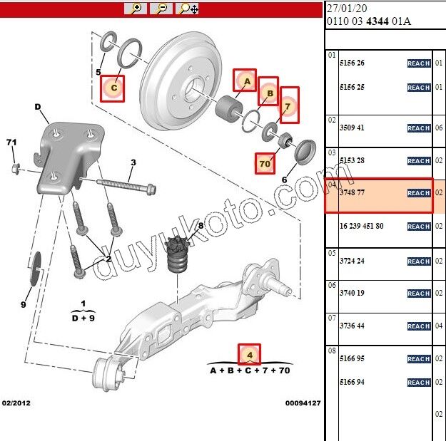 Arka Teker Rulmanı C2 C31 P1007