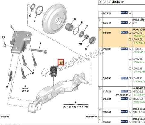 Arka Dingil Dayama Takozu C31 C32 C2