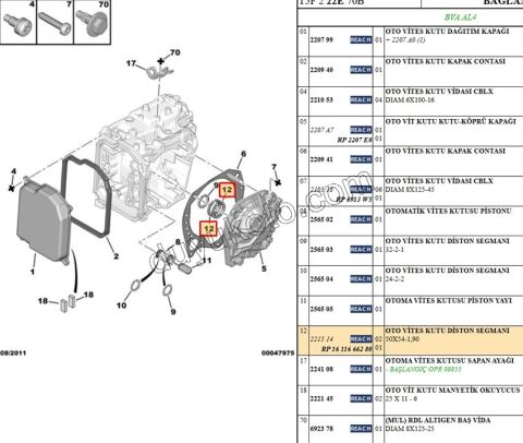 SEGMAN TEFLON OTOM SANZ AL4 X 2AD 50X54-1,90
