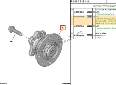 Arka Teker Rulmanı (Poryalı) KOMPLE P2082 P20082 C43 EB2 DISK