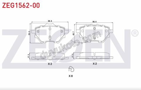 Fren Balatası Arka Tk Küçük P3082 P30082 PRT4 C4PC2 P408