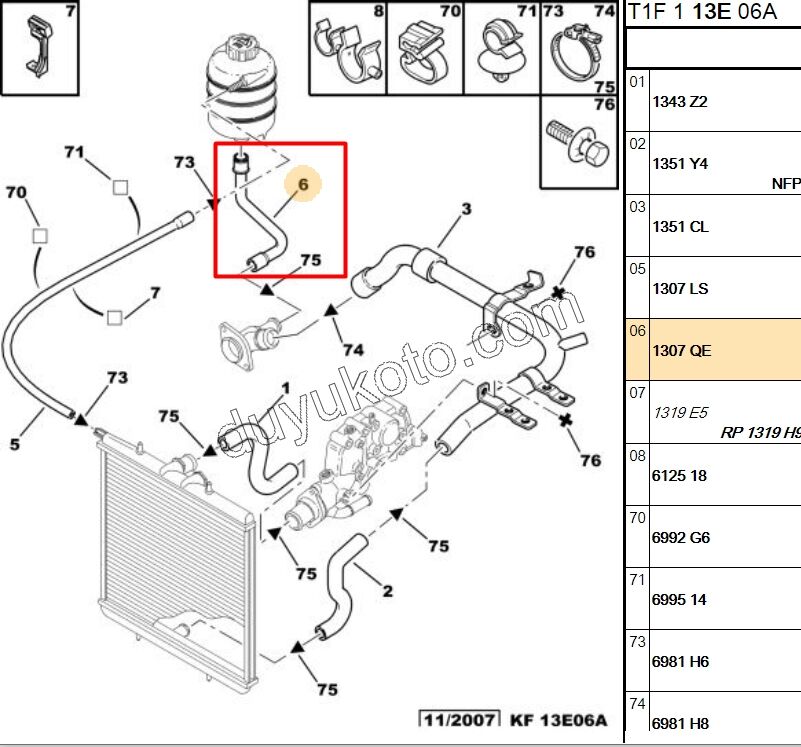Radyatör Ek Depo Hortumu Alt P206 (UCU )