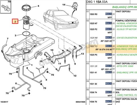 Benzin Pompası ve Şamandırası (Komple) P206 TU3A P406