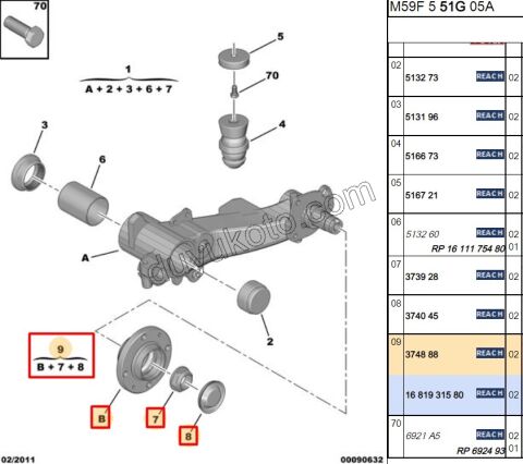 Arka Teker Rulmanı (Poryalı) PRT2 ABS+