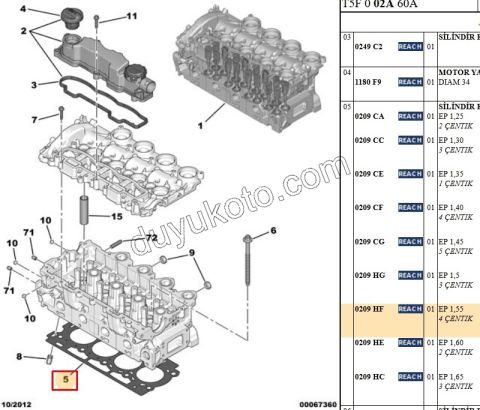 Silindir Kapak Contası 1.6HDİ Euro4 1.55 4+2