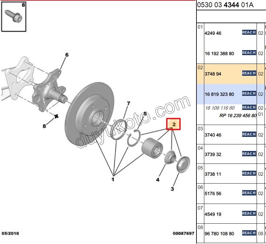 Arka Teker Rulmanı PRT3 P3081