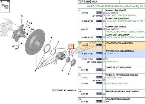 Arka Teker Rulmanı PRT3 P3081