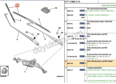 Ön Silgi Süpürgesi Takım P207 FCS2 65CM+42.5CM
