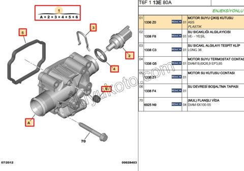TERMOSTAT KOMP. YM ET3J4 1.6İ 16V Benzinli