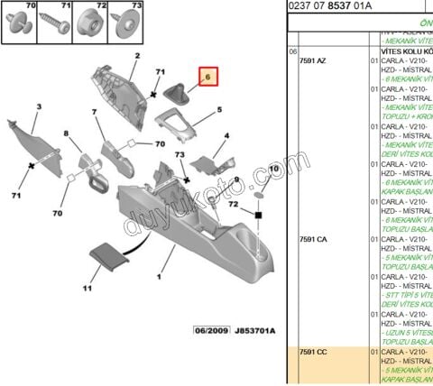 CITROEN C3 DS3 Vites Kolu Körüğü  DERİ (C3 2. NESİL MODEL)
