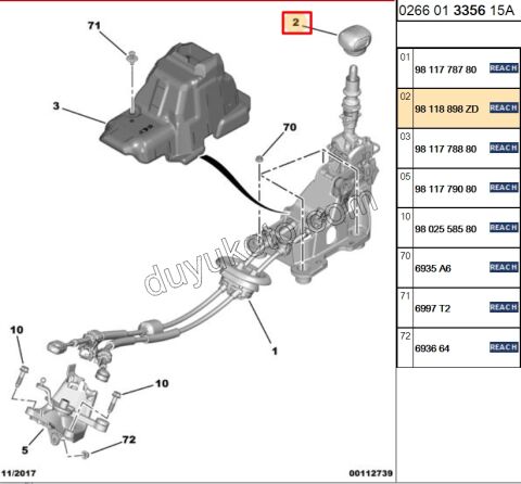 Krom Vites Topuzu (6 Vites) P301MQ P2008 P208 PRT4