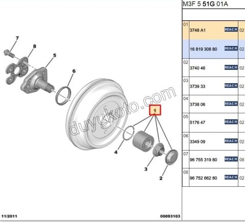 Arka Teker Rulmanı P2081 P301 C33 DS3 (KAMPANA)