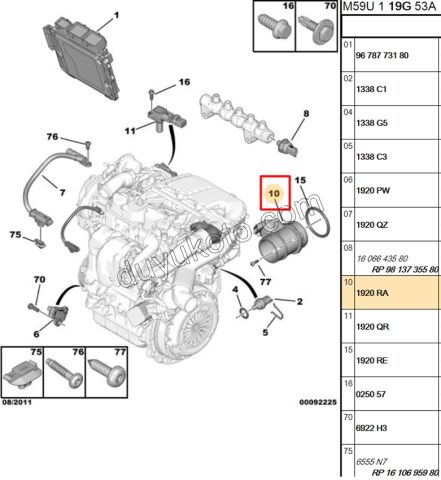Motor Hava Akış Debimetresi (EURO5) 1.4HDİ Euro5 12/16 1.6HDİ Euro5