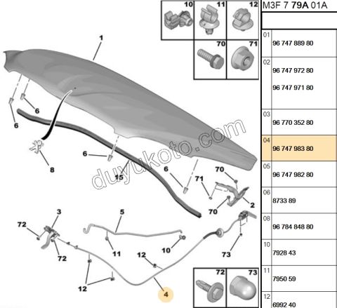 Kaput Açma Kolu ve Teli P301 CELY