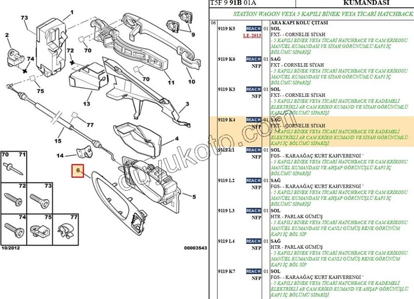 CERCEVE KAPI IC ACMA KOL ARKA R P307 SIYAH