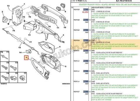 CERCEVE KAPI IC ACMA KOL ARKA R P307 SIYAH