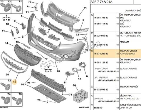 CERCEVE ON TAMPON ORTA IZGARA P2081 AST+