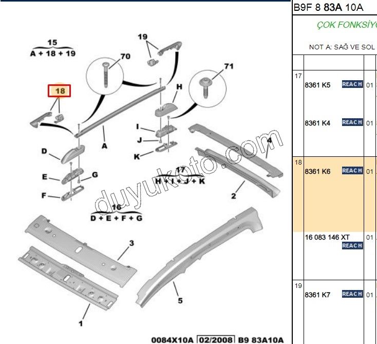 KAPAK KUCUK TAVAN BARI R/L ON CAM TAVAN PRT3