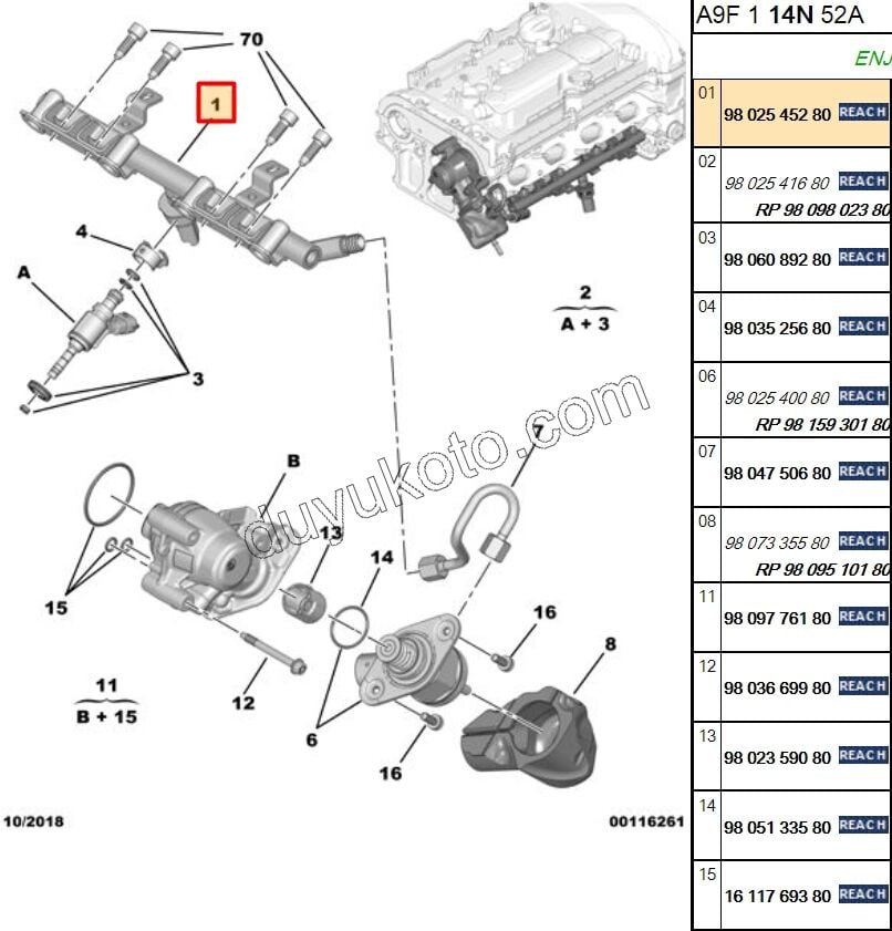 RAMPA ENJEKTOR 1.6VTi 120HP FDT 121KW
