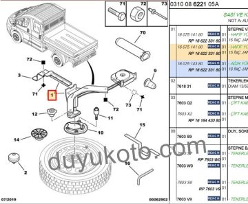 PEUGEOT BOXER STEPNE MEKANİZMANSI (KAPALI+KASALI) (15JANT/16JANT) 2006-2014