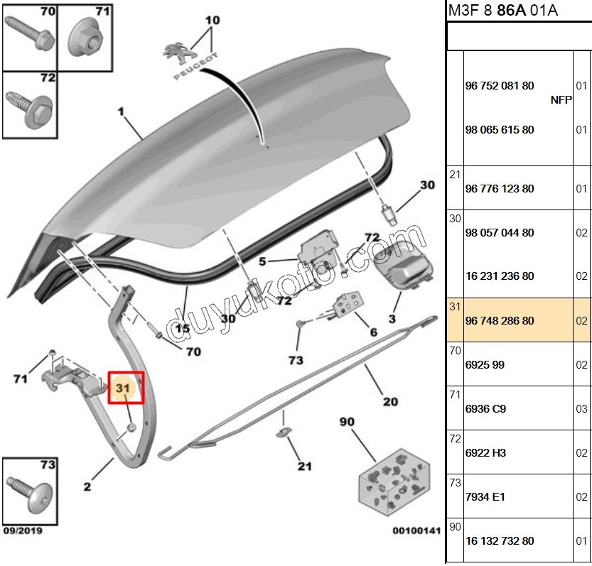 LASTIK TAKOZ BAGAJ KAPAK KOL P301