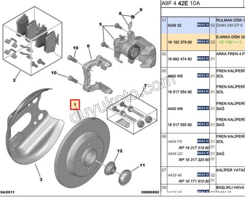 Fren Diski Arka PORYA+ P207 P3072 P2081