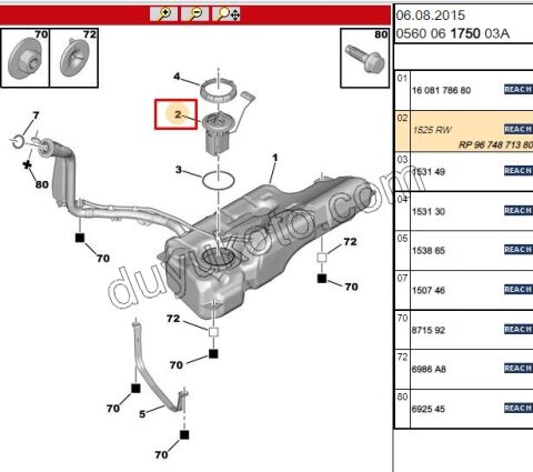 Benzin Pompası ve Şamandırası (Komple) 1.6THP 156HP P5008 C4 PC