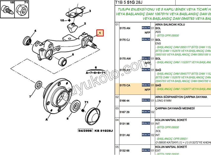TORSIYON KOLU ARKA P206