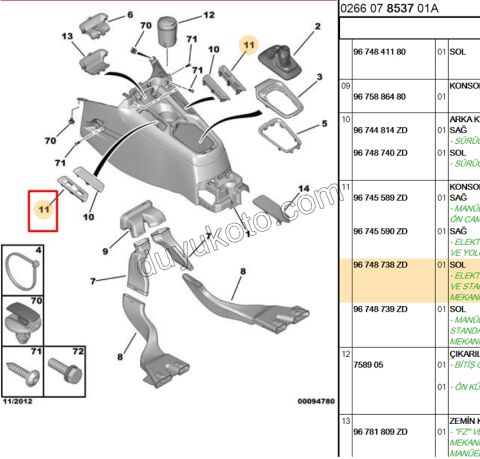 Çerçeve Sol Cam Açma Anahtarı P301 2LI