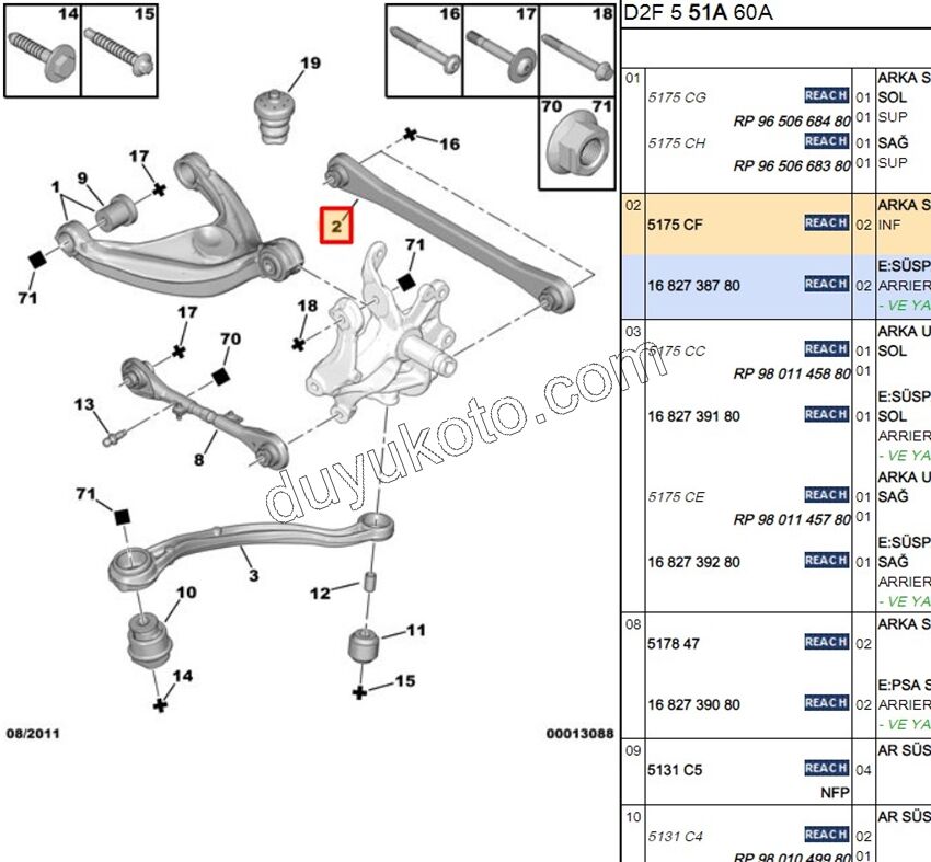 Arka Dingil Denge Kolu Sağ/Sol (Düz Tipi) P407 P5081 C53 C6