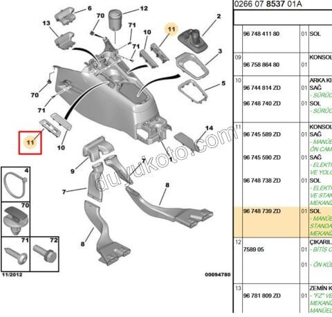 Çerçeve Sol Cam Açma Anahtarı P301 1LI