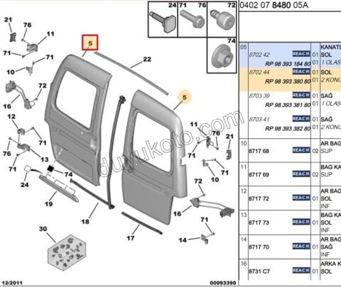 KAPI BAGAJ KAPAK L PRT1 PRT2 BR1 BR2 2P SILGI YOK