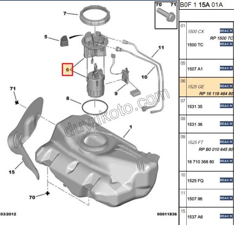 Yakıt Pompası P107 C1 1.0CC