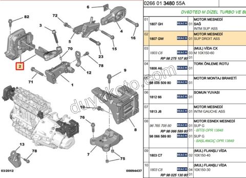 TAKOZ MOTOR UST R 1.6HDİ Euro4 P207 P2081 P301 P20081