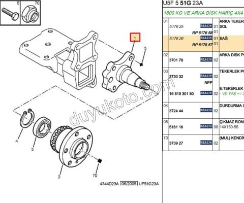Arka Sağ Porya Mili     BXR1 BXR2 DCT2 18Q