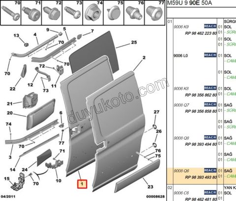 KAPI KOMPLE SURGULU R PRT1 PRT2 CAM+ SIFRE-