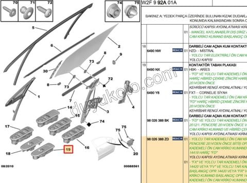 Arka Cam Açma Anahtarı Sağ P5081 FOLD+