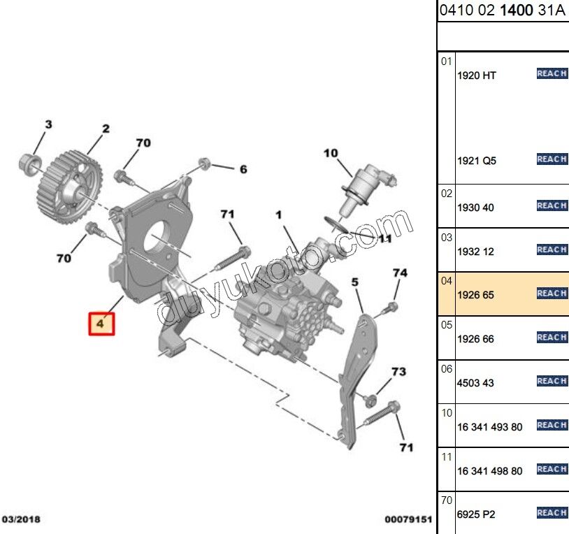 Mazot Pompası Bağlantı Ayağı  1.6HDİ Euro4 1.4HDİ Euro4 02/11 P107
