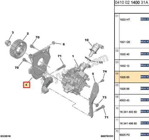 Mazot Pompası Bağlantı Ayağı  1.6HDİ Euro4 1.4HDİ Euro4 02/11 P107