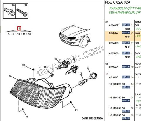 FAR + SINYAL R (H7+H7) EM P3061 SW CIZGILI