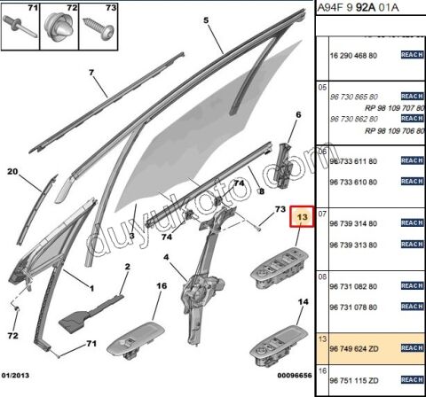 Ön Cam Açma Anahtarı Sol (Sürücü) P2081 4LU