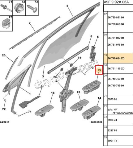 Ön Cam Açma Anahtarı Sol (Sürücü) P2081 4LU