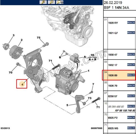 AYAK MAZOT POMPA BAGLANTI 1.6HDİ Euro5 DV6E DV6D