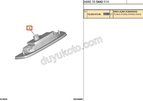 Bagaj Açma Anahtarı ve Plaka Lambası PLAKA C3AIR