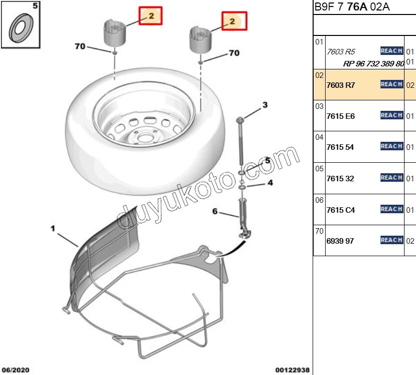 Stepne Tutucu Takoz (Bakalit) PRT3 9682781680