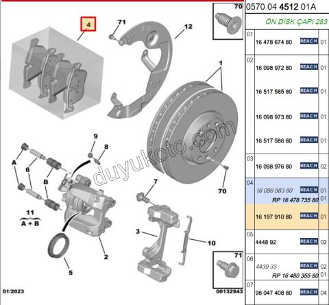 Fren Balatası Ön C4PC2 2012>