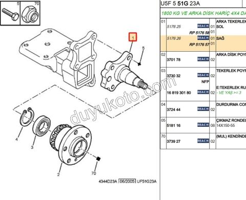 Sol Arka Taşıyıcı Porya Mili BXR3 DCT3 14Q 16Q 20Q
