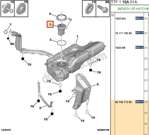 Yakıt Pompa ve Şamandırası (Komple) P3081 P3008 T84 1.6THP 150HP