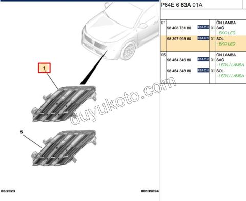 Peugeot 208 Gündüz Farı Sol (Ledli) ECO 2023 SONRASI