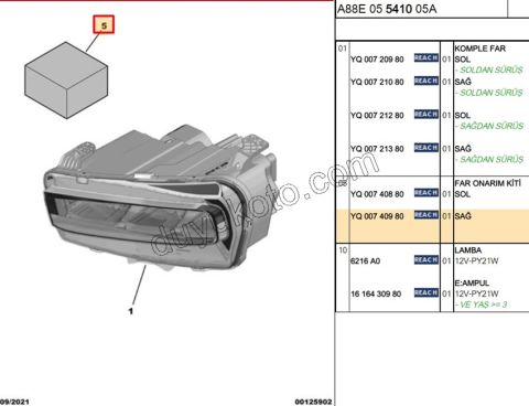 Citroen C3 Aircoss Far Tamir Takımı Sağ 2021/2023